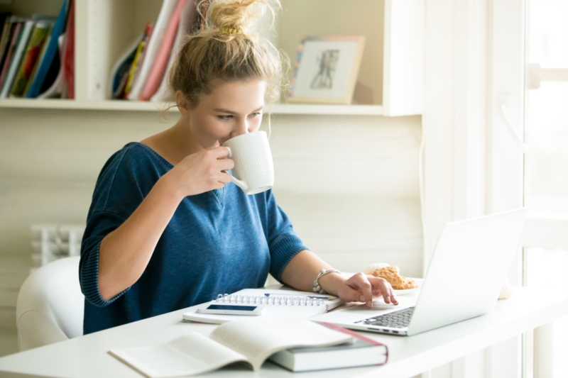 Woman working on a desk