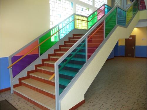 Escalier vitrage colorés
