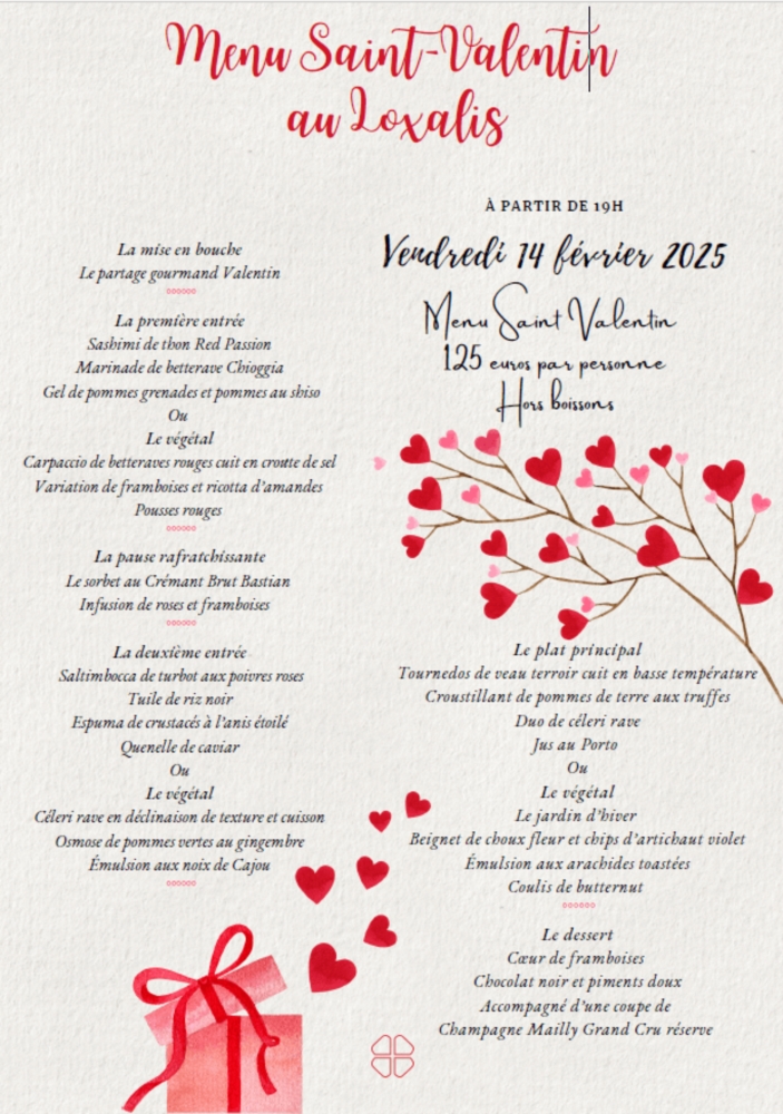 Menu St Valentin