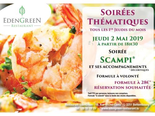 Soirée Scampi le Jeudi 2 Mai 2019
