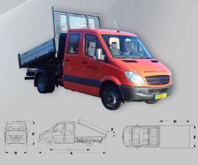 Camionnette benne basculante double cabine 6 pl.