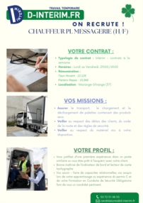 CHAUFFEUR PL MESSAGERIE (H/F)
