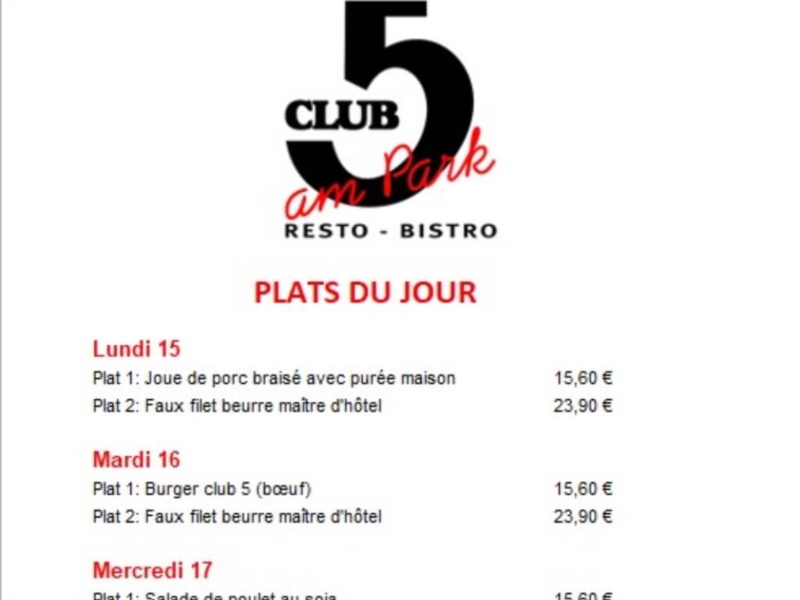 Menu de la semaine
