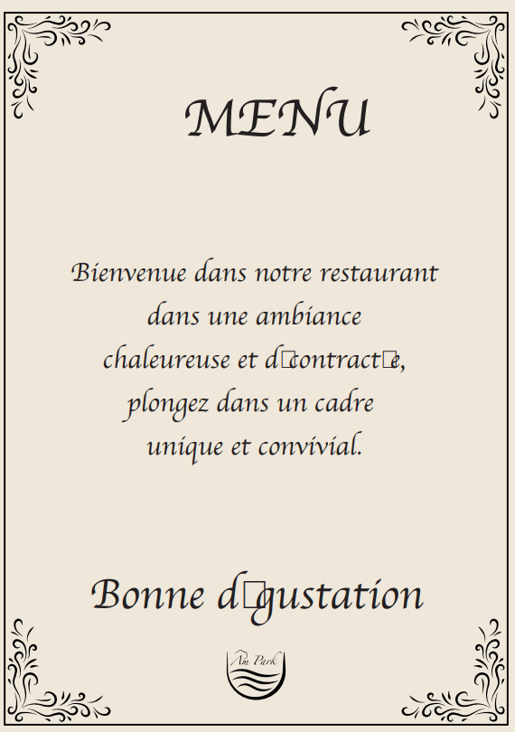 Notre Menu  1