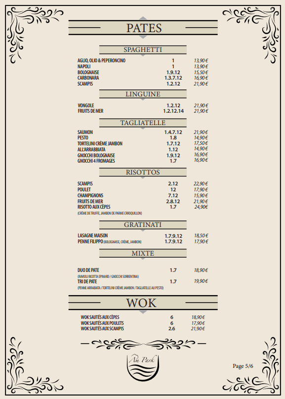 Notre Menu  5