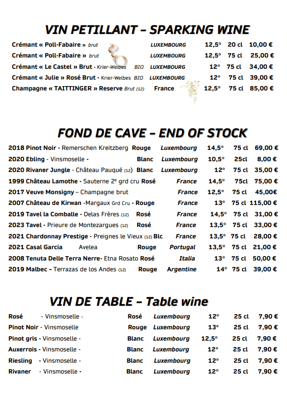 Carte MENU 13