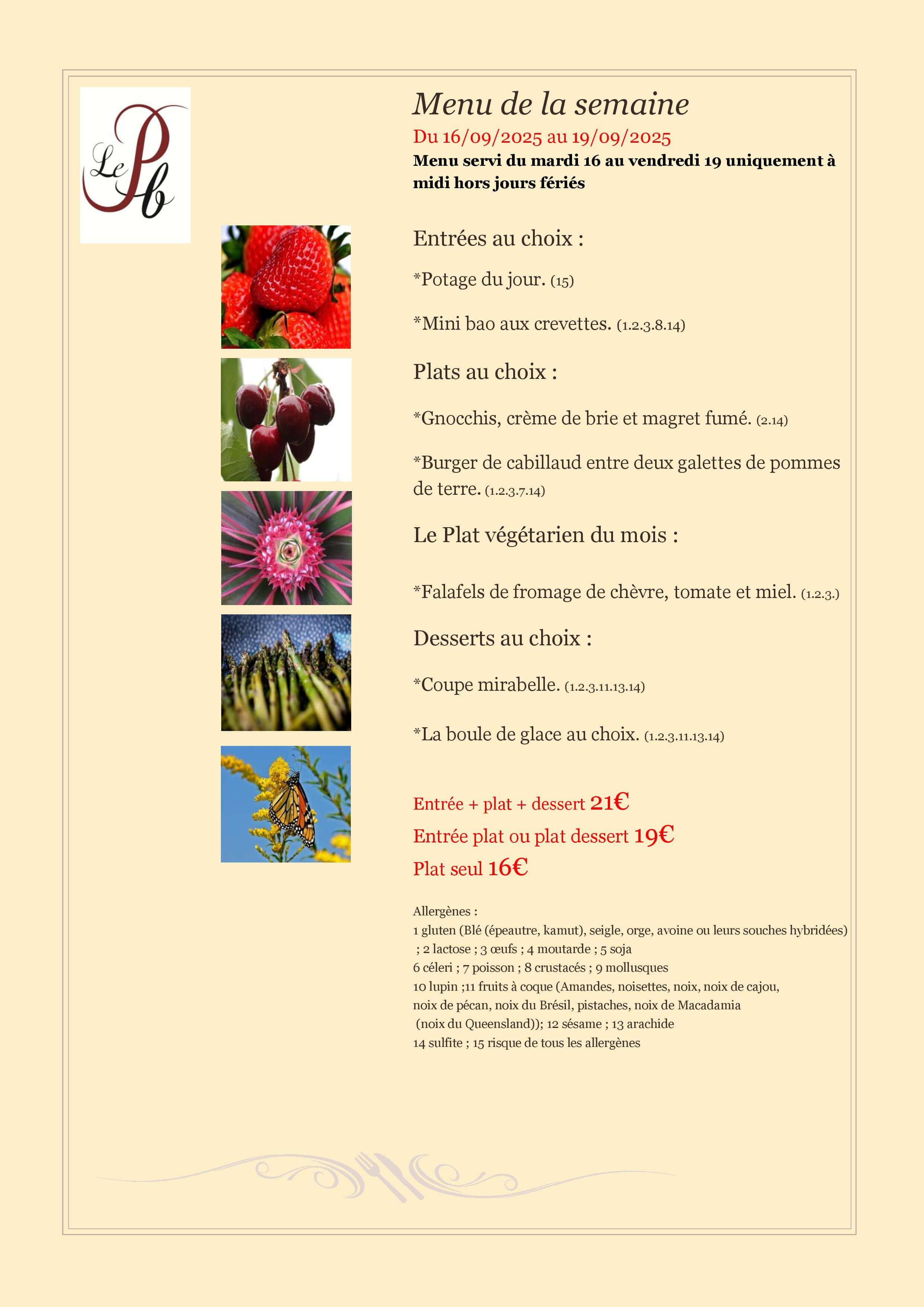 menu de la semaine 1