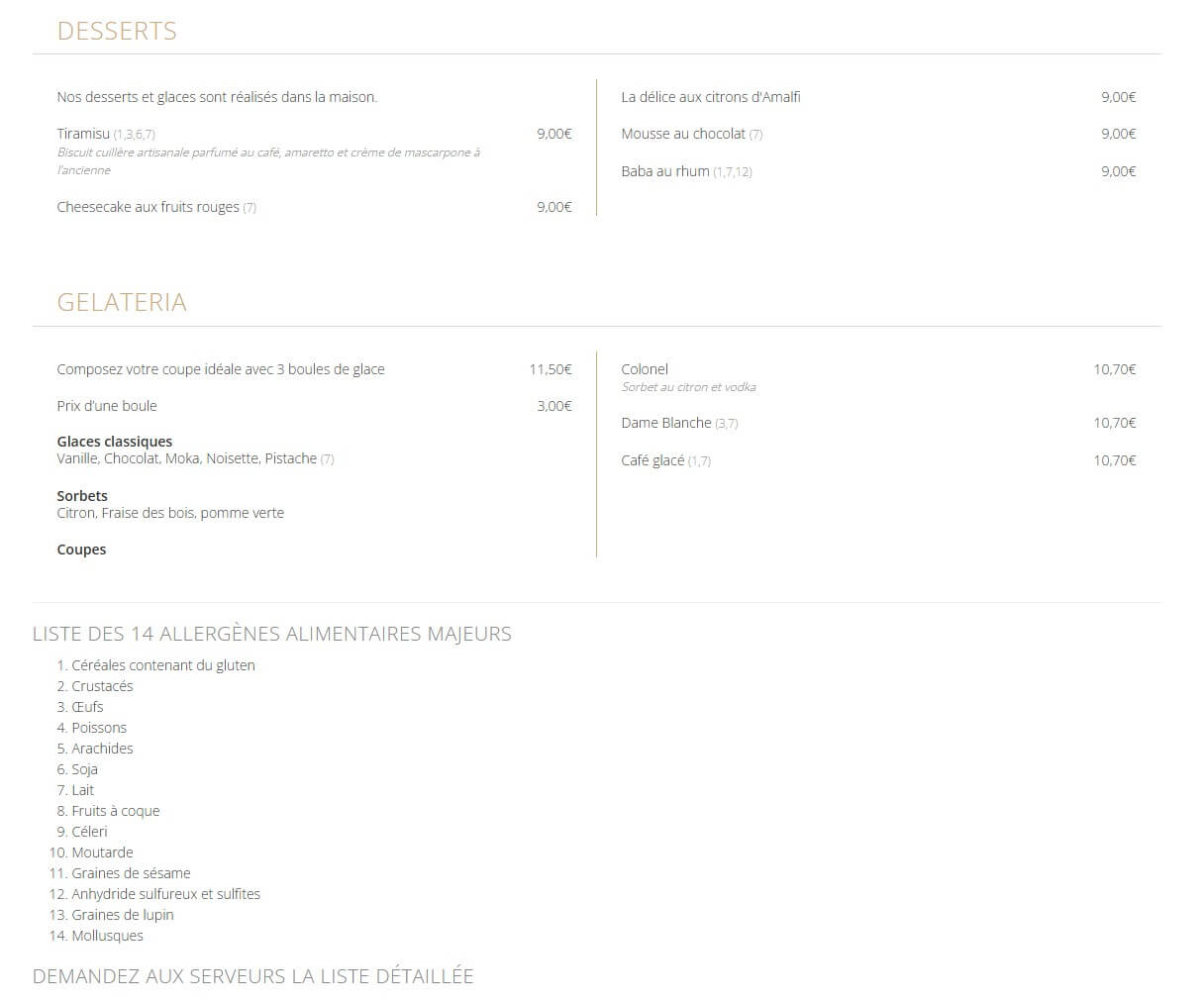 Desserts et Gelateria