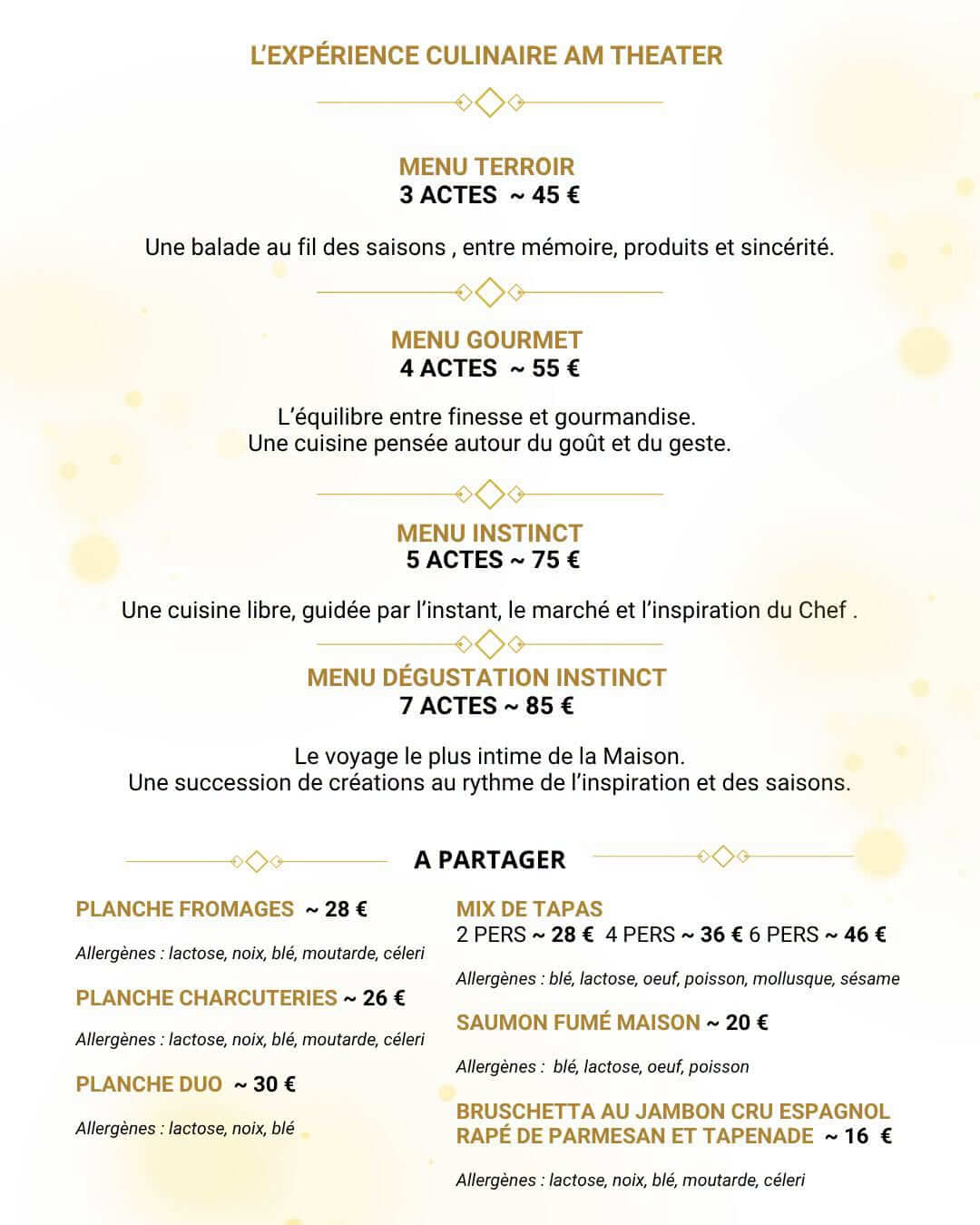 Expérience culinaire Am Theater 
