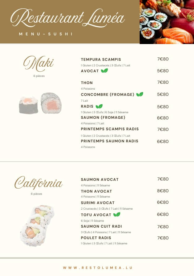 Menu Sushi