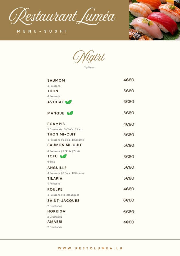 Menu Sushi