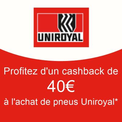 CASHBACK jusqu'a 40€ Pneus Uniroyal